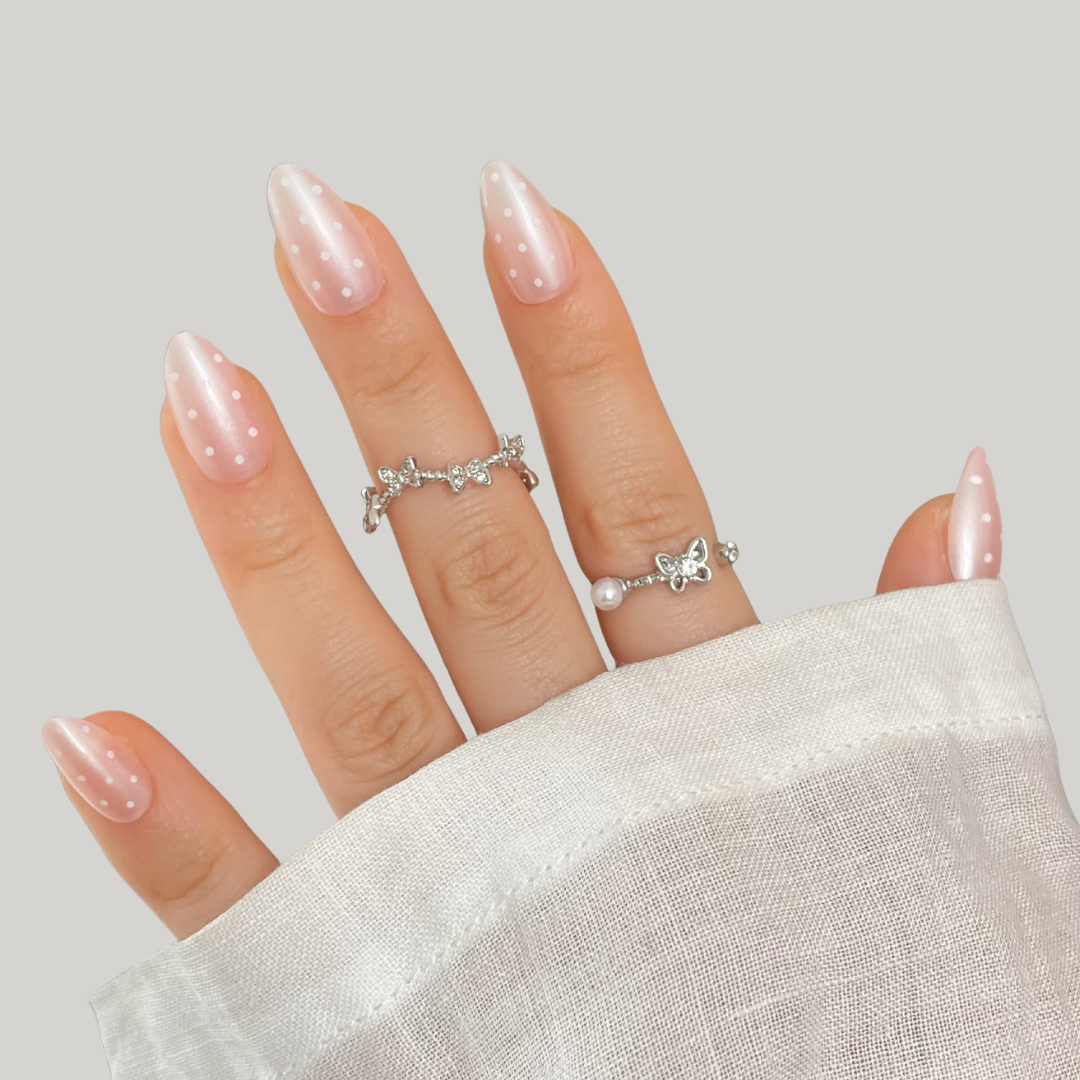 Clean Dots Almond Press-On Nails