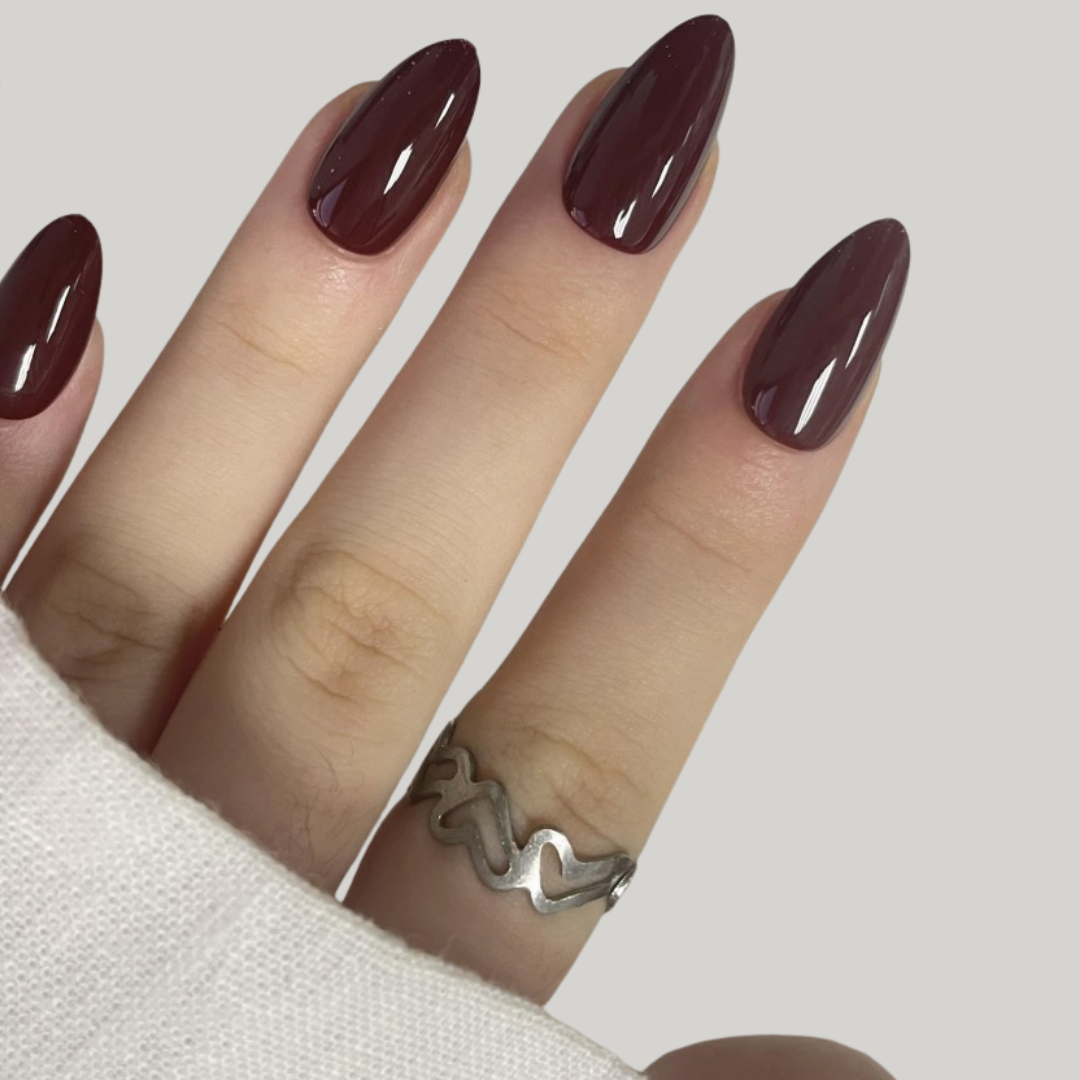 dark brown almond nails
