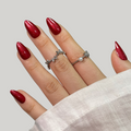 Glitter Red Almond Press-On Nails